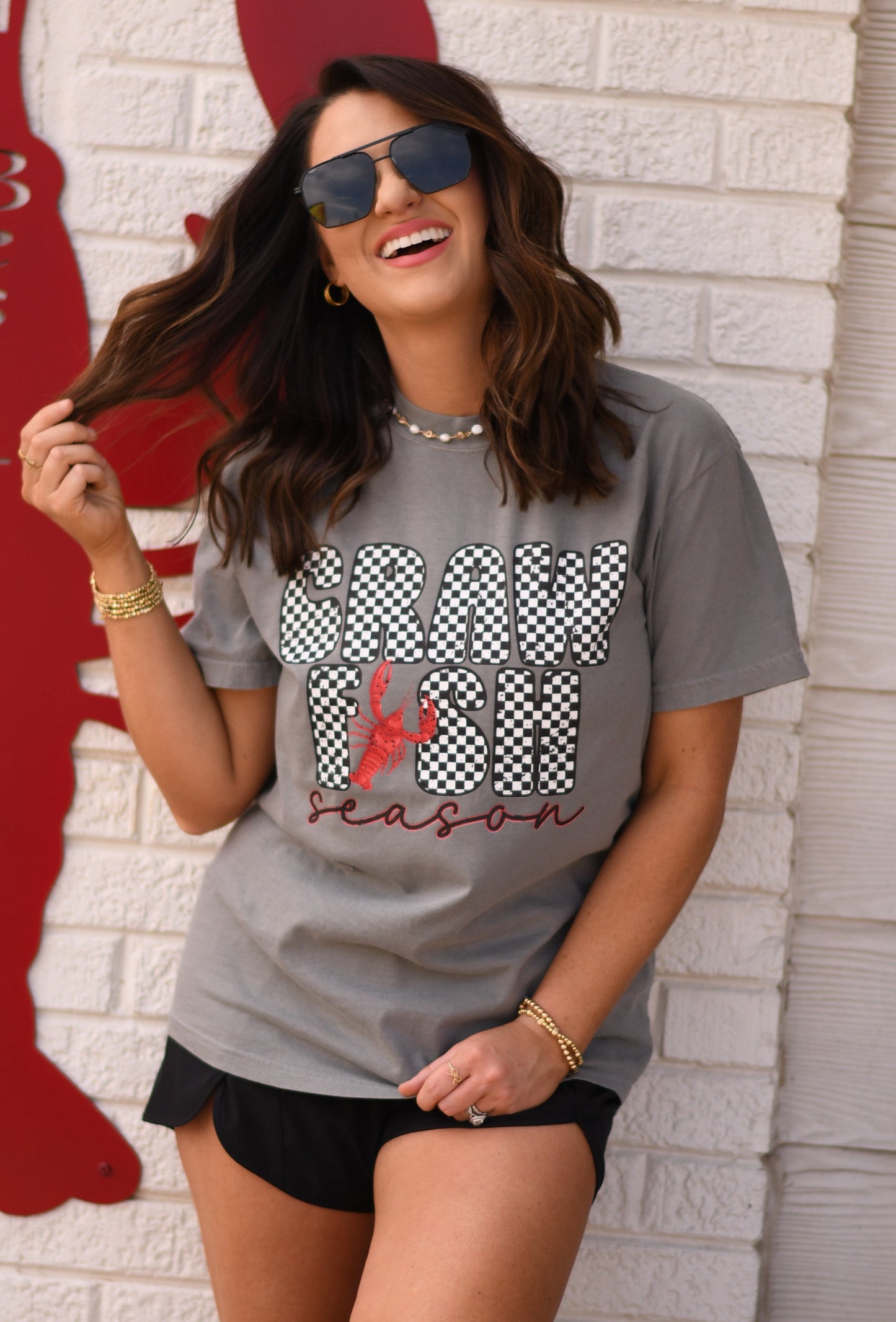 Crawfish Season Checkered Tee