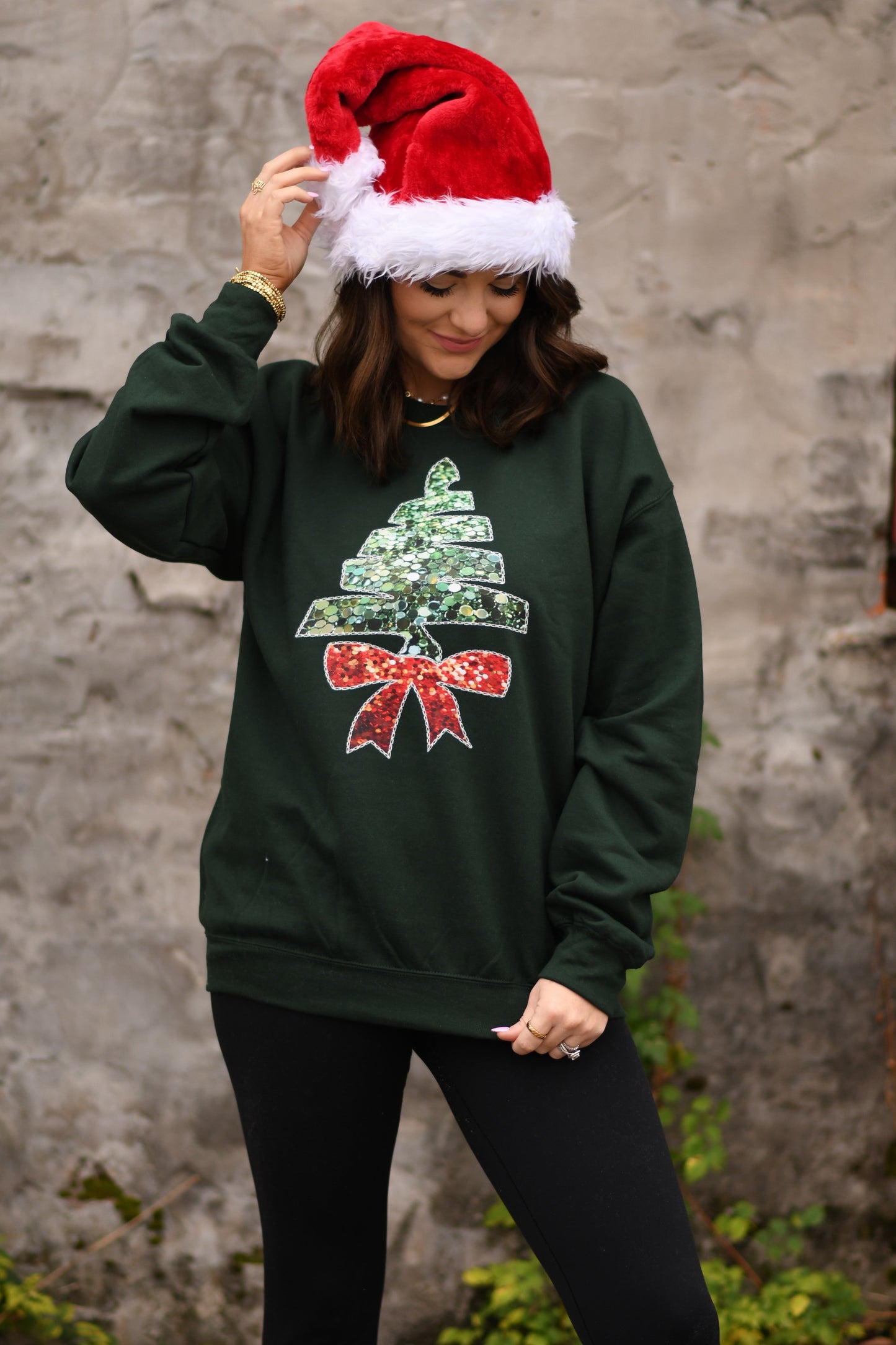 RTS Faux Sparkles Bow Tree Sweatshirt