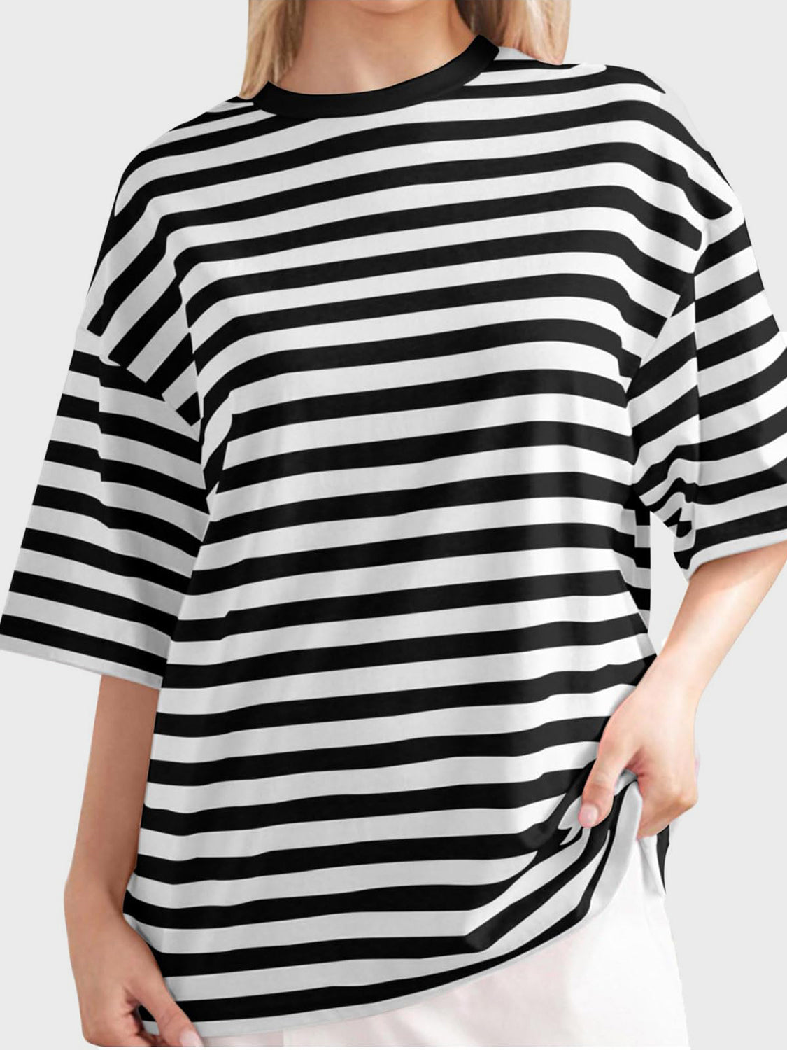 Striped Round Neck Half Sleeve T-Shirt