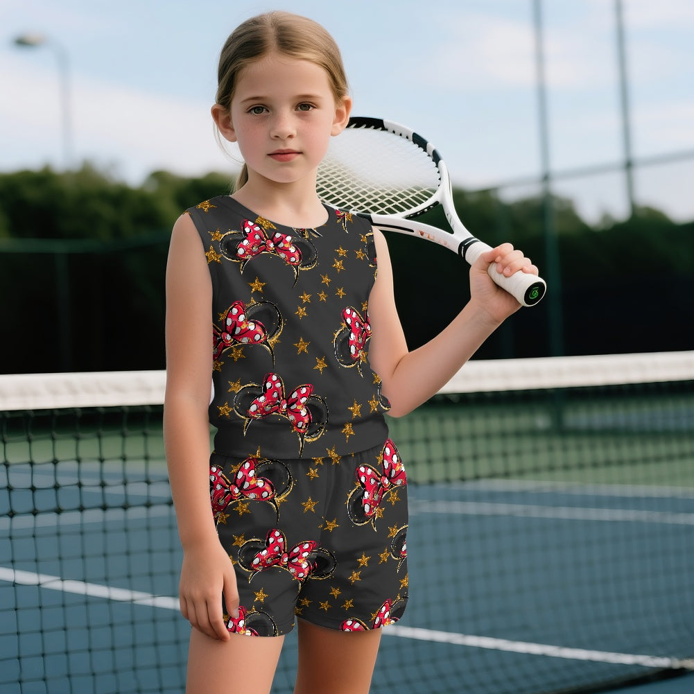 Black Mouse Girls' Sleeveless Top & Shorts Set