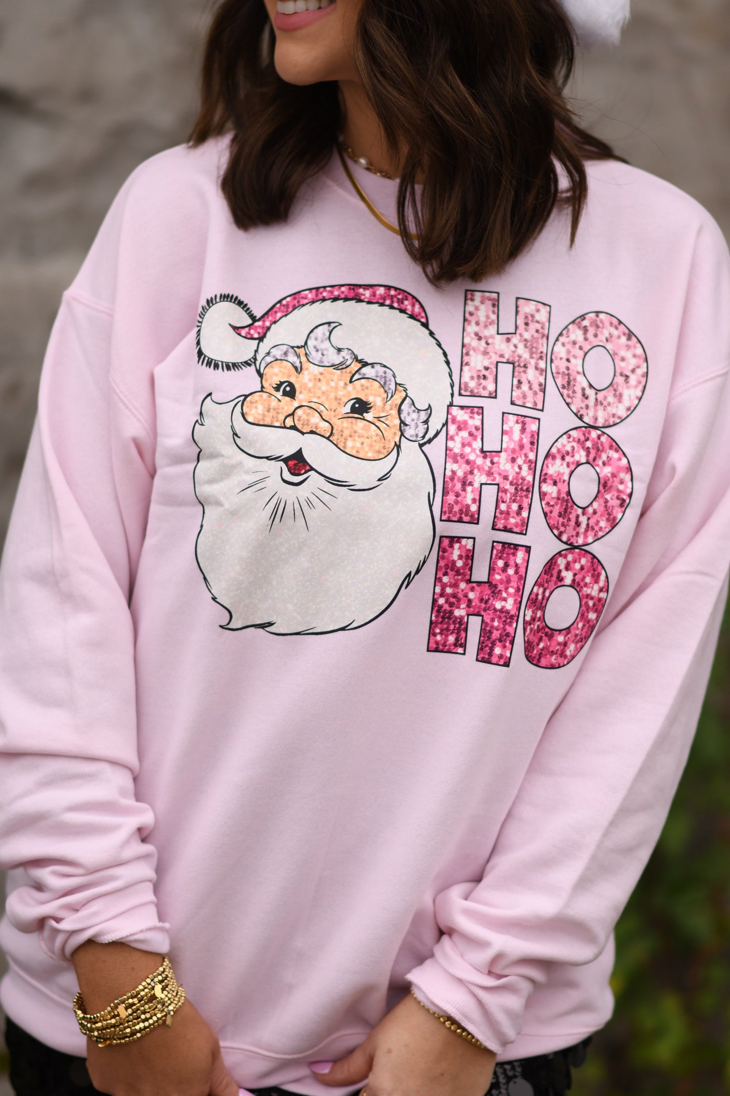 RTS Faux Glitter HO HO HO Sweatshirt