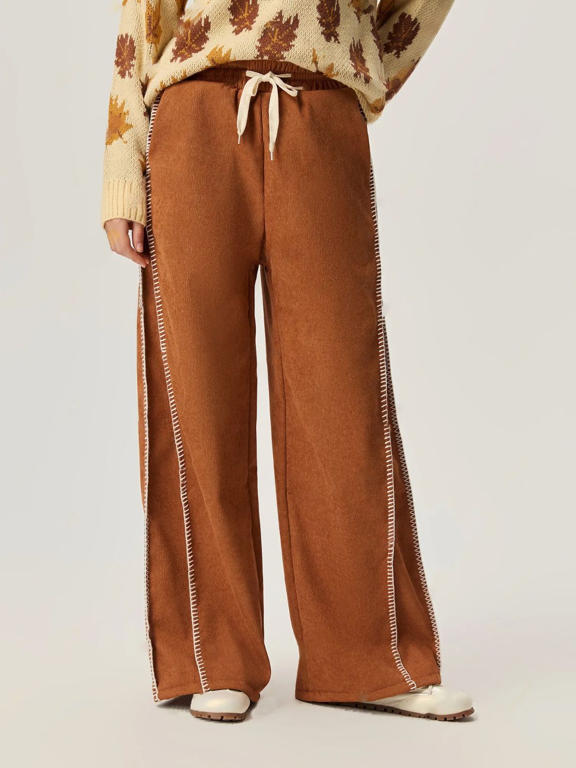 Drawstring Wide Leg Pants with Pockets