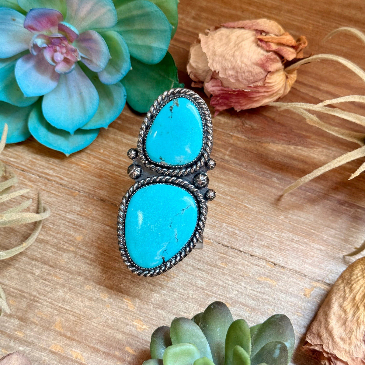 MJ Two-Tone Blue Turquoise Statement Ring