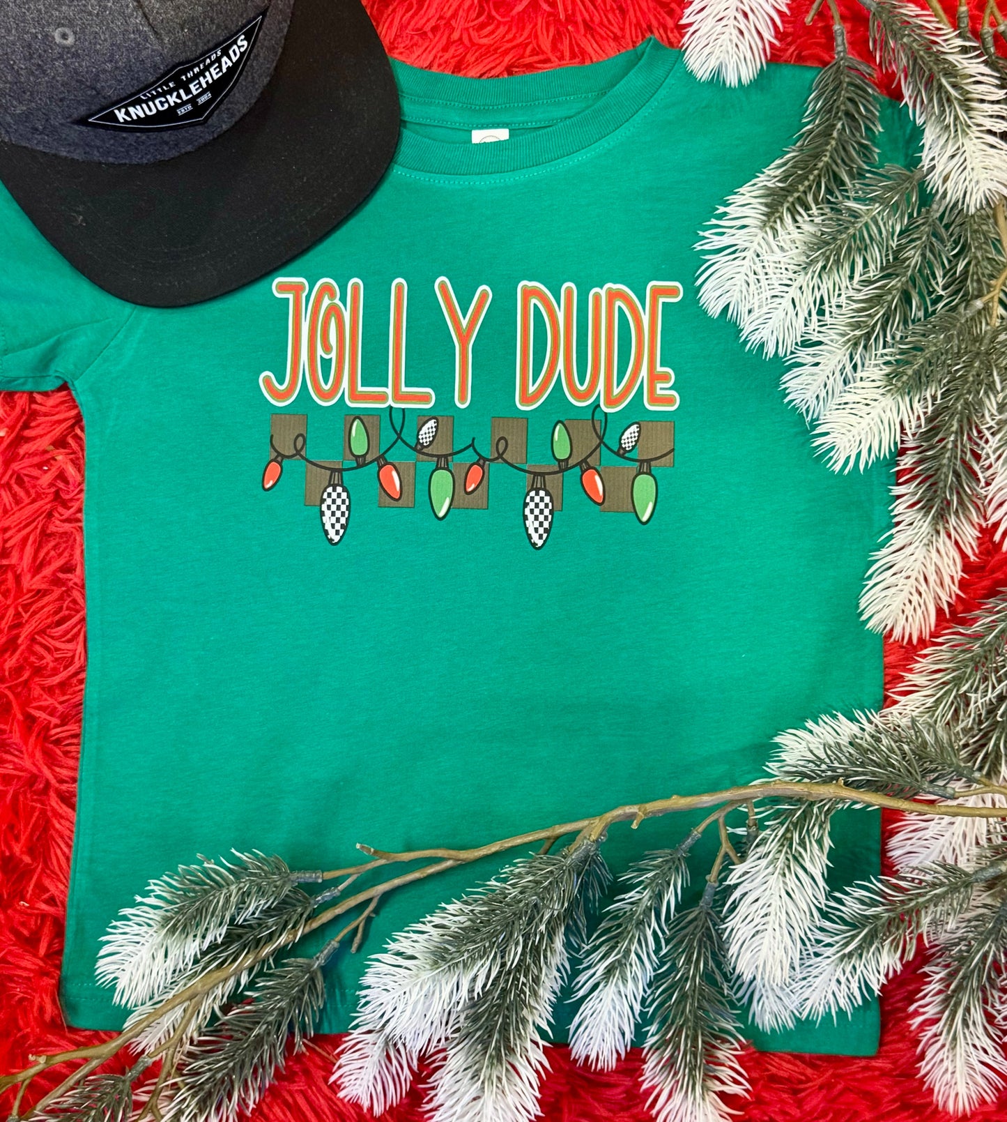 Jolly Dude Christmas Lights Kids Tee