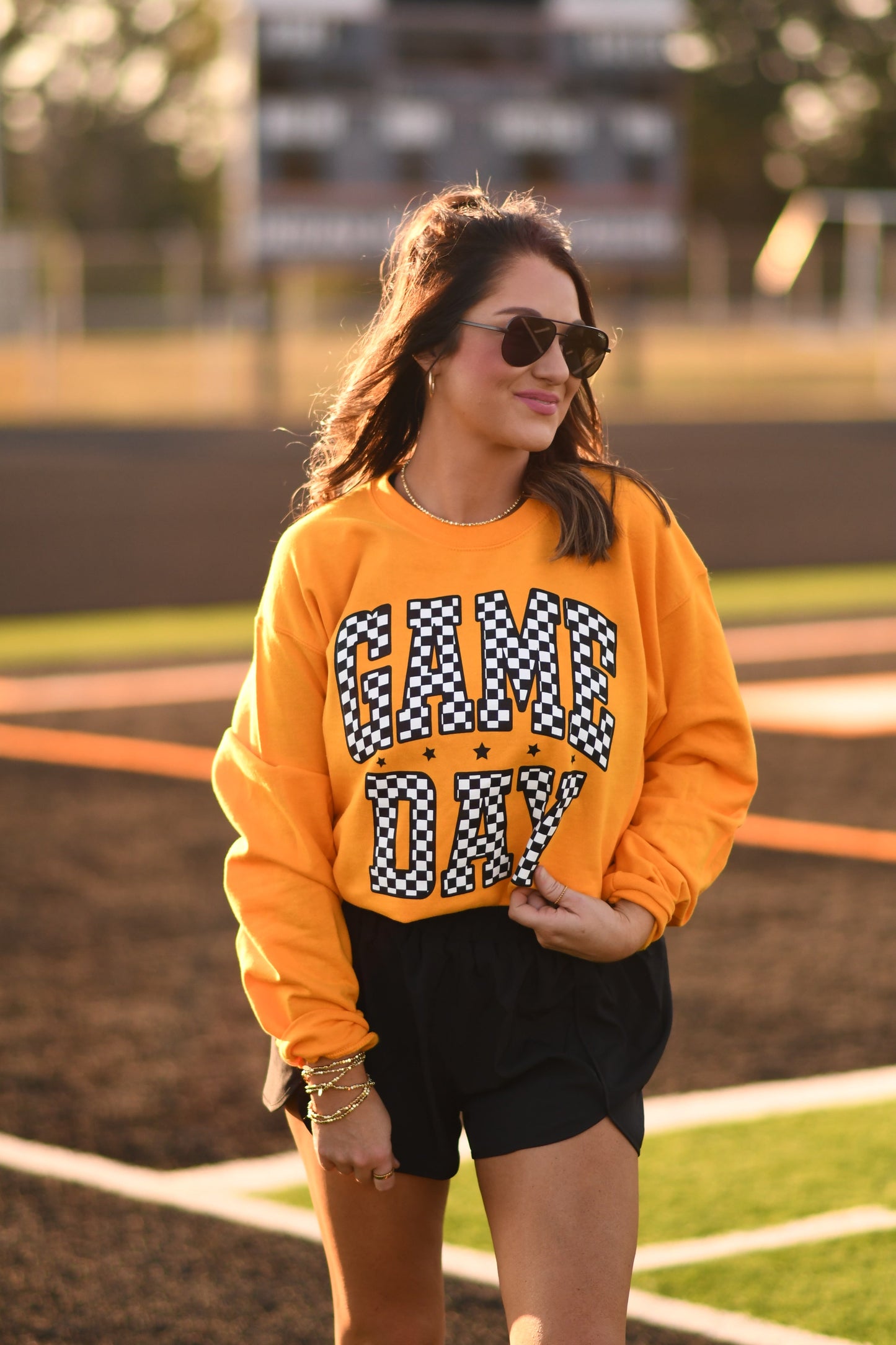 **SALE** RTS Gold Checkered Game Day Sweatshirt