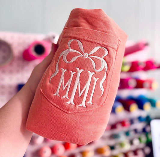 Comfort Colors Bow Monogram Pocket Tee - WS