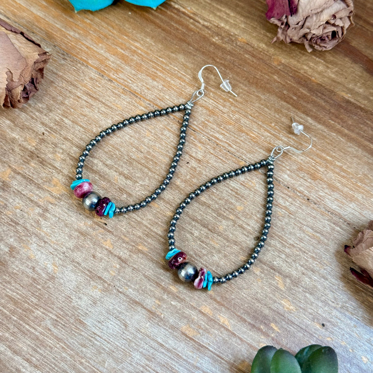Purple Spiny Oyster & Turquoise Statement Earrings