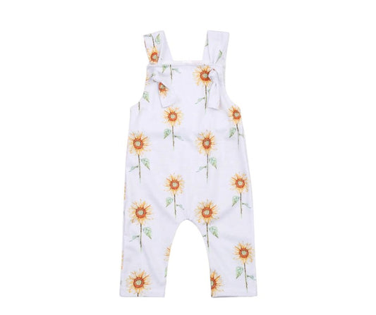 White Sunflowers Knot Jumpsuit RTS