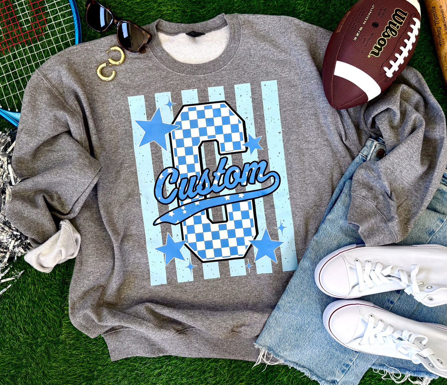 Checkered & Stripes Custom Spirit Sweatshirt or Tee