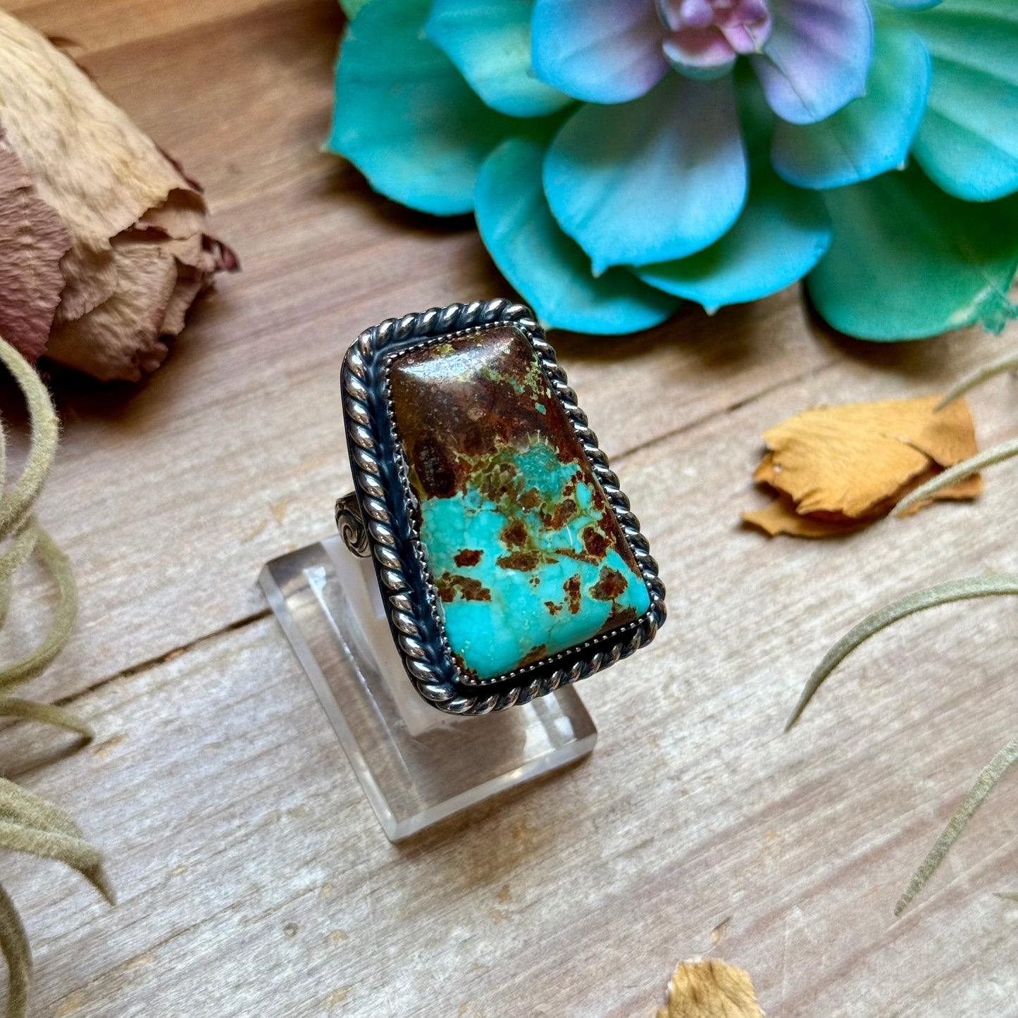 MJ Ring Trapezoid Turquoise Sterling Silver