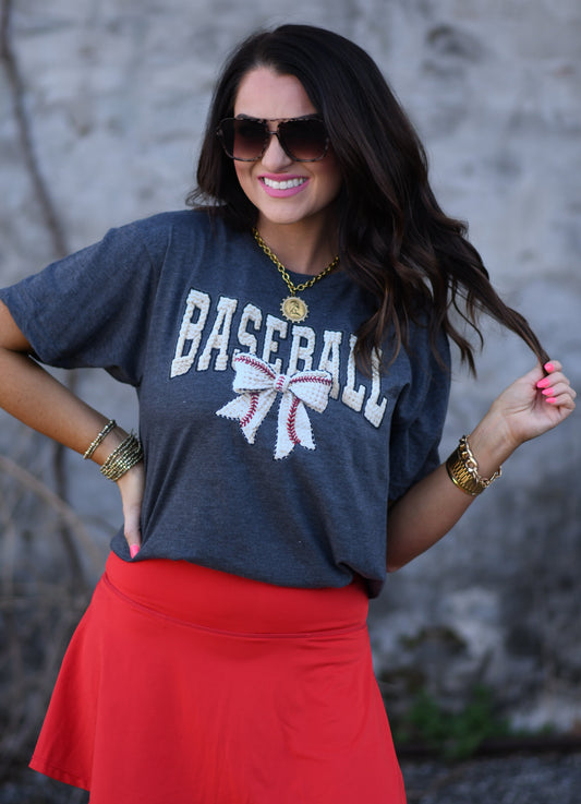 Faux Yarn Bow Baseball Tee
