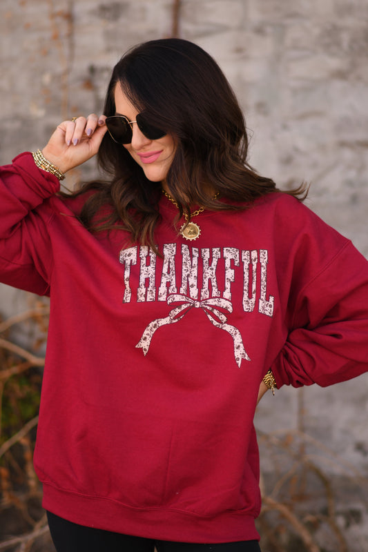 Thankful Floral Bow Tee / Sweatshirt