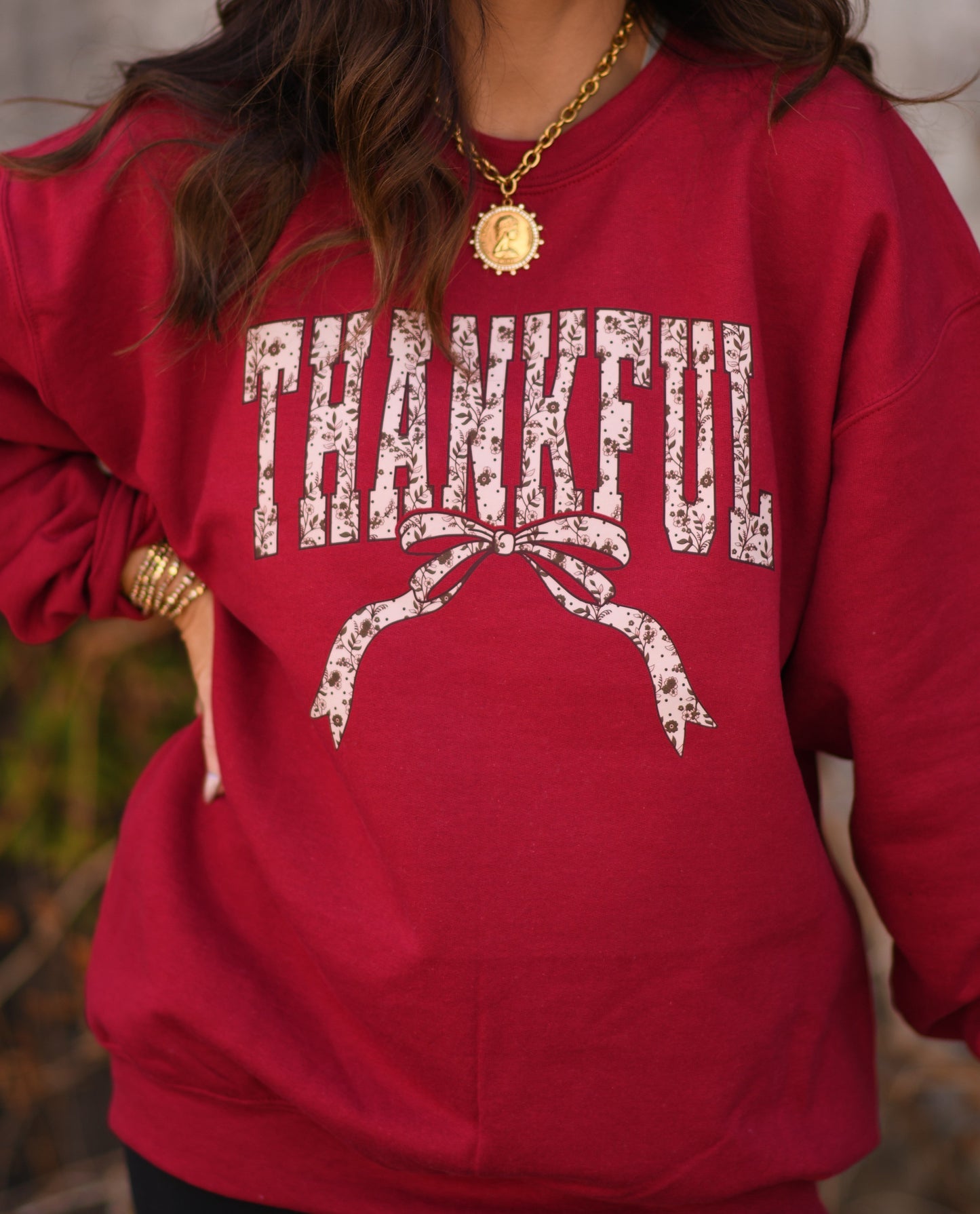 Thankful Floral Bow Tee / Sweatshirt