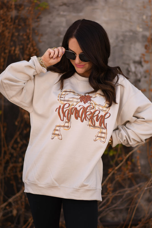 Thankful Plaid Bow Tee / Sweatshirt