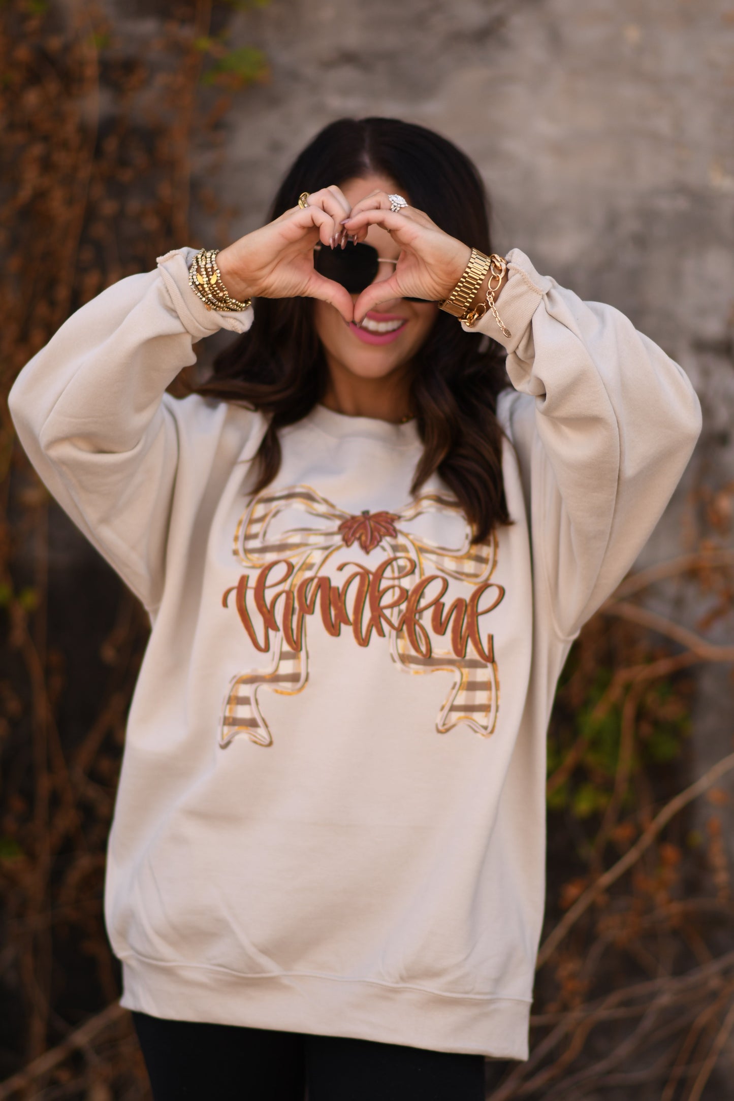 Thankful Plaid Bow Tee / Sweatshirt
