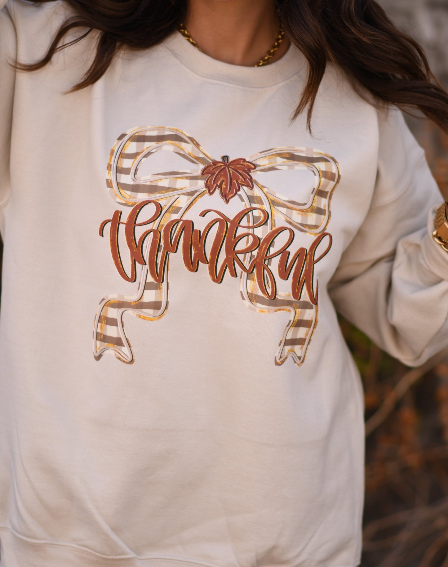 Thankful Plaid Bow Tee / Sweatshirt