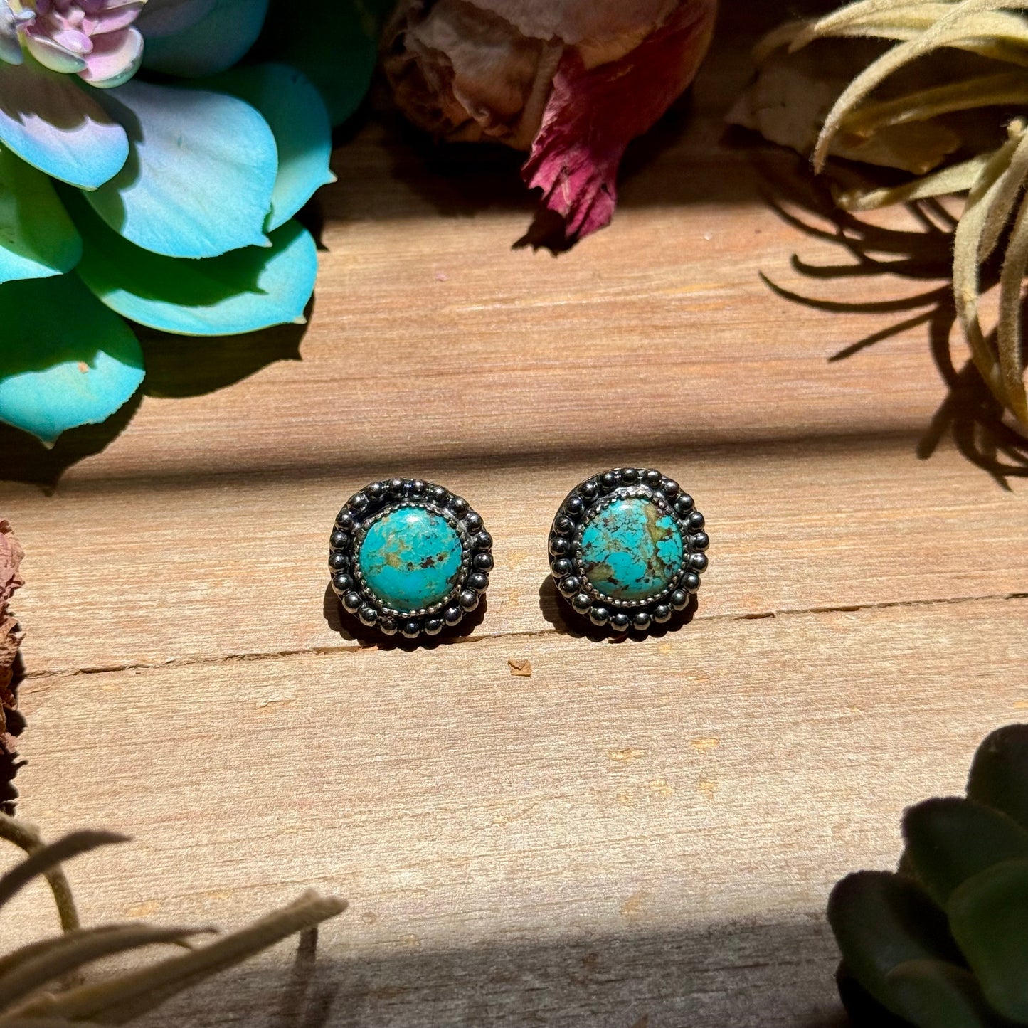 MJ Round Turquoise Stud Earrings