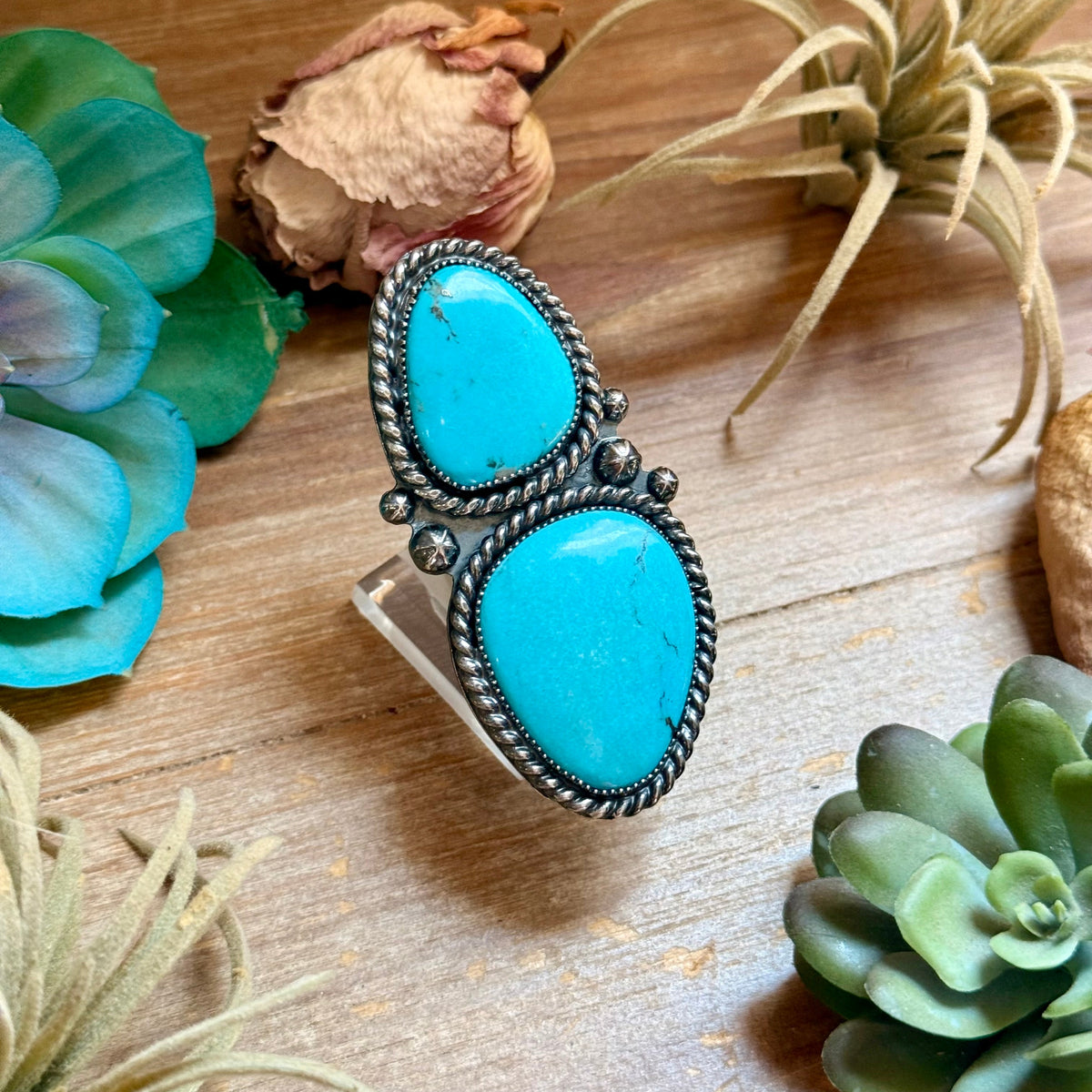MJ Two-Tone Blue Turquoise Statement Ring