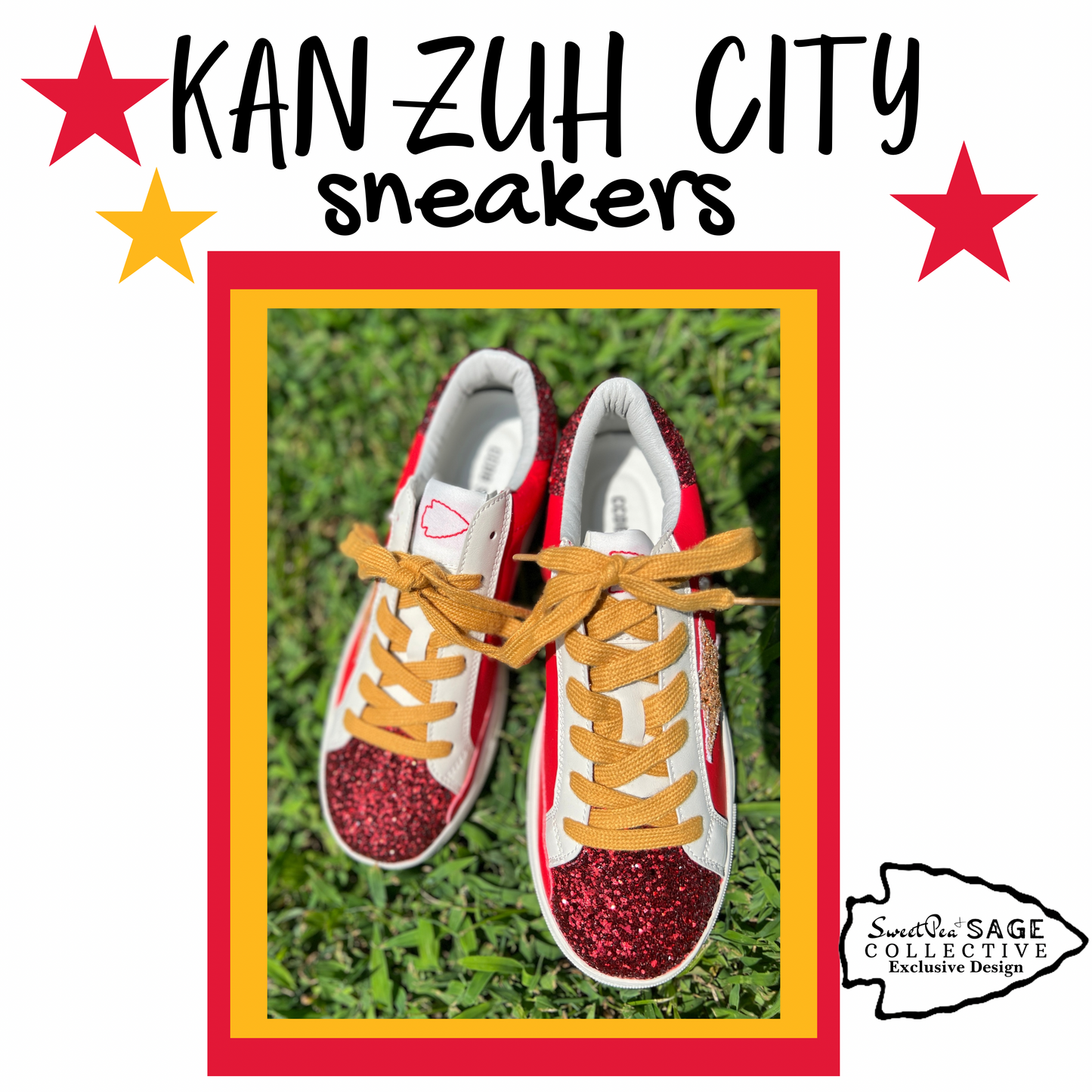 KAN ZUH CITY ‘Chiefs’ Custom Retro Game Day Sneaker Shoe