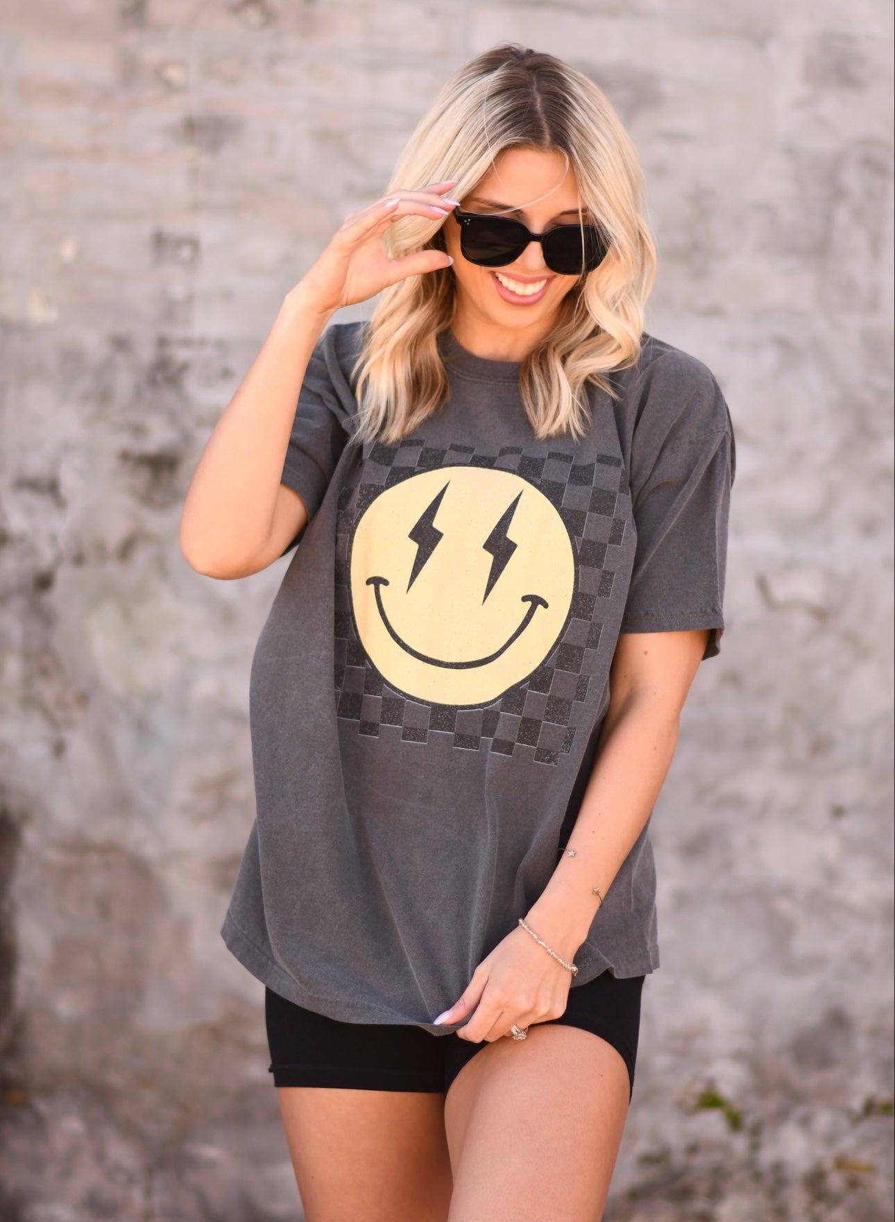 Vintage Checkered Smiley Tee