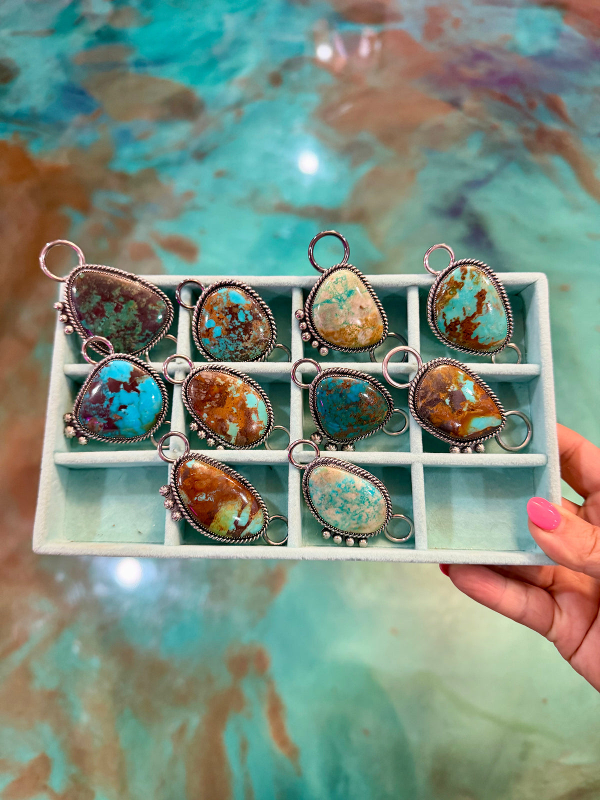 MJ One-of-a-Kind Turquoise Twilly Scarf Slides – Pick Your Favorite