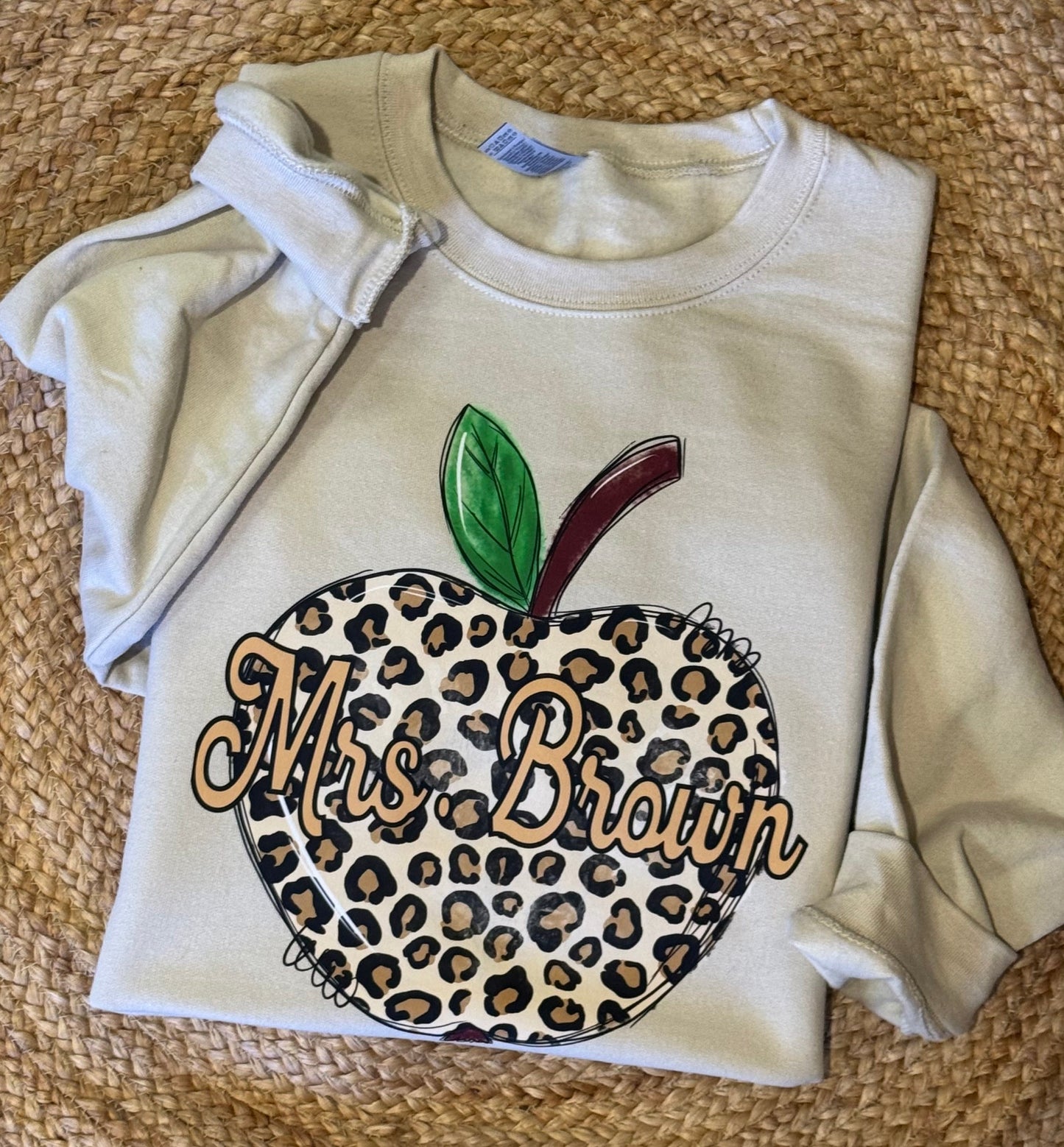 Custom Leopard Teacher Apple Sweatshirts