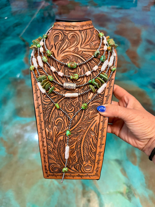 Jaci Set - Sonoran Gold Turquoise and Fresh Water Pearls