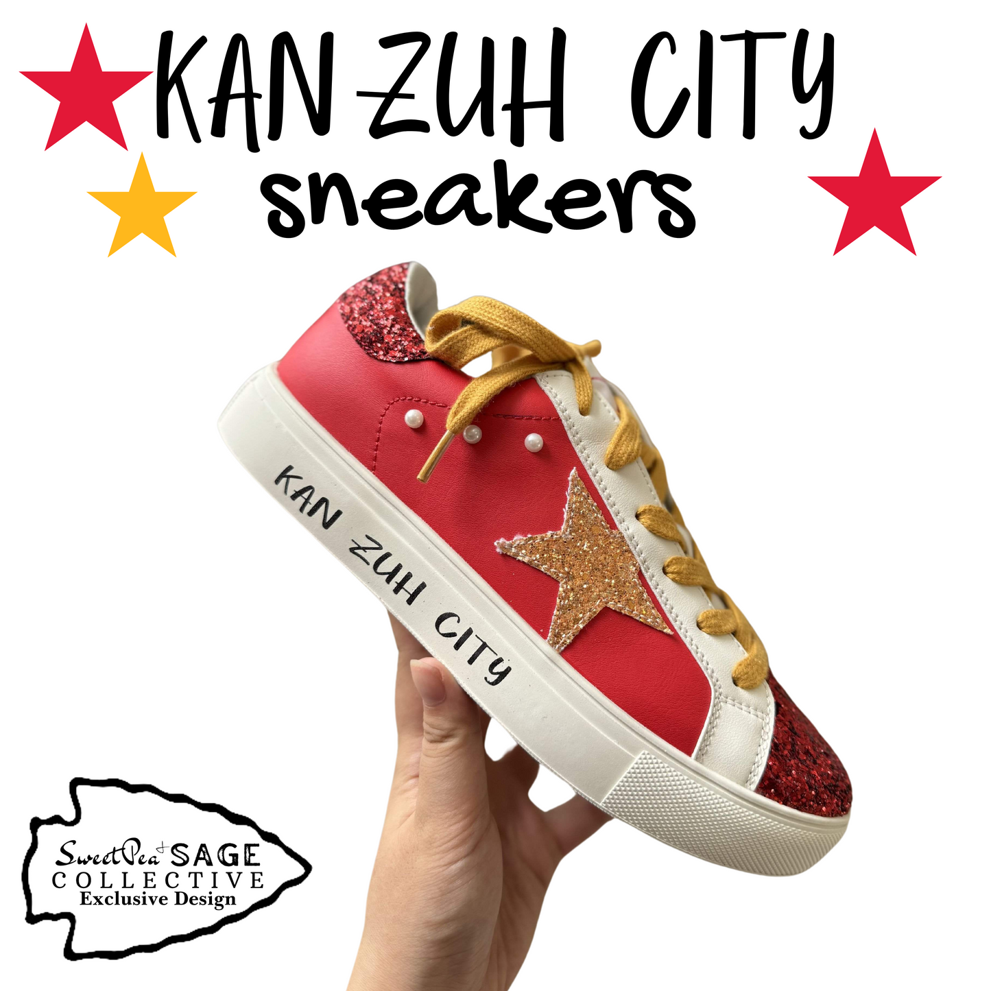 KAN ZUH CITY ‘Chiefs’ Custom Retro Game Day Sneaker Shoe