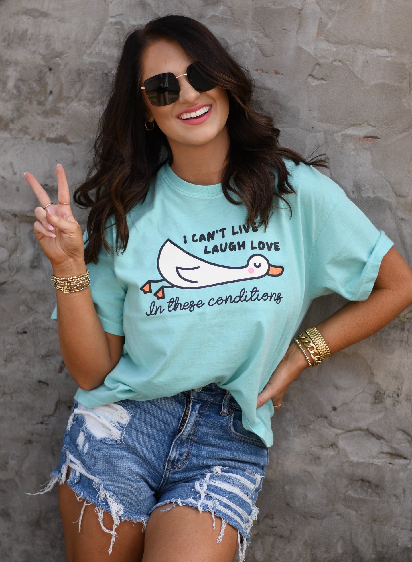 I CAN'T LIVE LAUGH WORK IN THESE CONDITIONS CROP/TEE