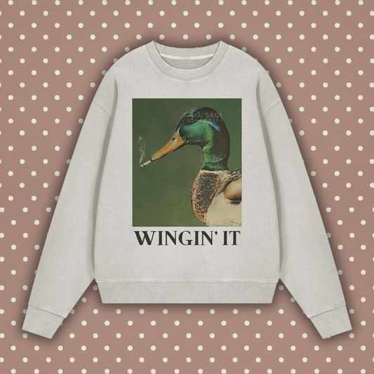 Wingin’ It Unisex Vintage Wash Crewneck Sweatshirt