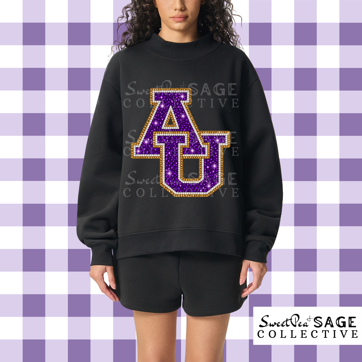 AU Bedazzled Mascot Essential Fleece Mock-Neck Crew Sweatshirt