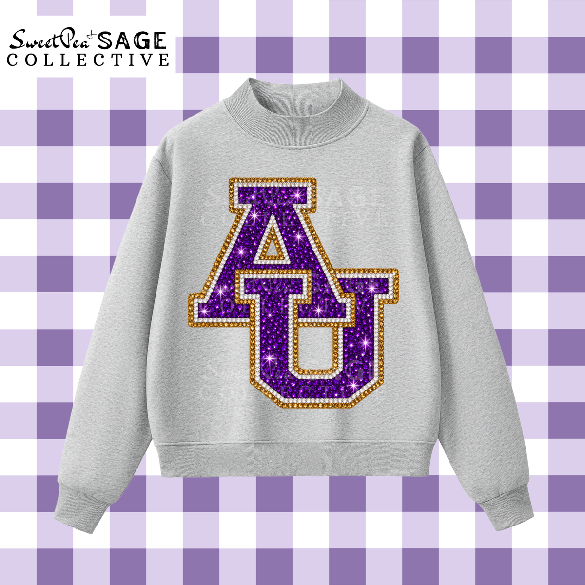 AU Bedazzled Mascot Essential Fleece Mock-Neck Crew Sweatshirt