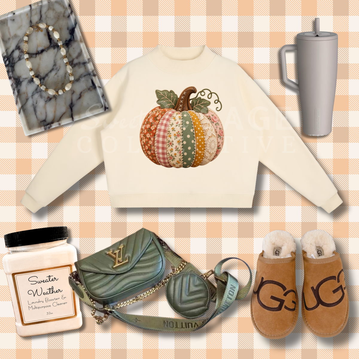 Quilted Pumpkin Essential Fleece Mock-Neck Crew Sweatshirt