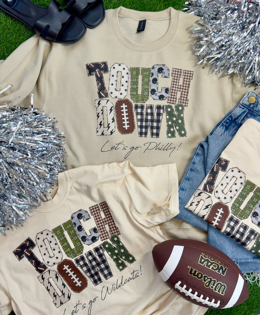 Touchdown Pattern Football Customizable Sweatshirt or Tee