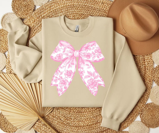 Pink Floral Bow SWEATSHIRT.