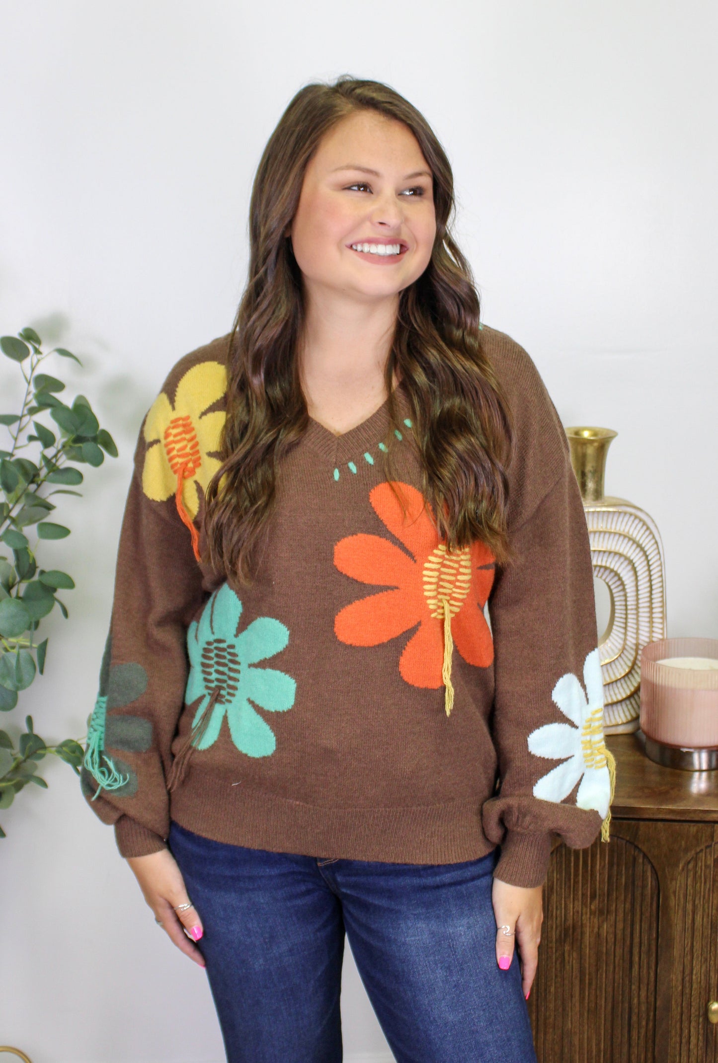 Brown Flower Sweater RTS