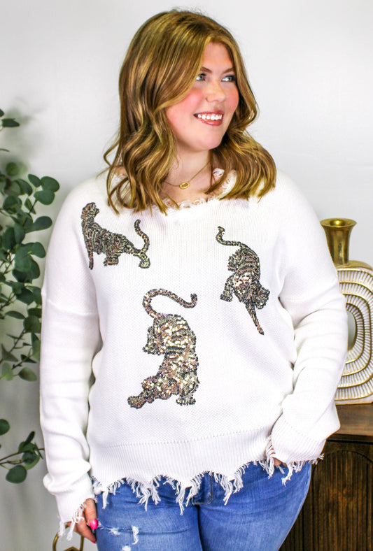 Sequin Tiger Sweater RTS