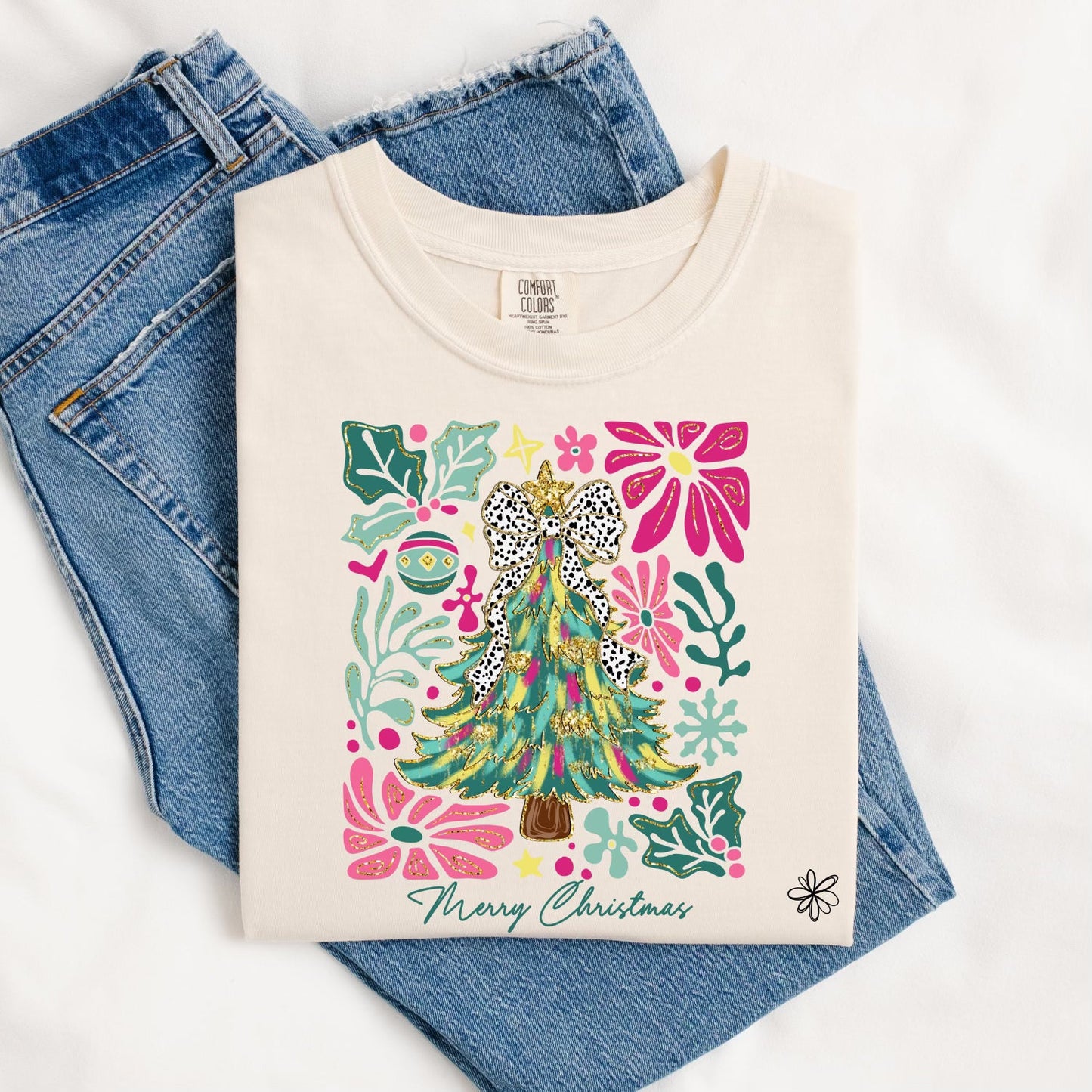 Merry Christmas with Brushstroke Tree SWEATSHIRT.