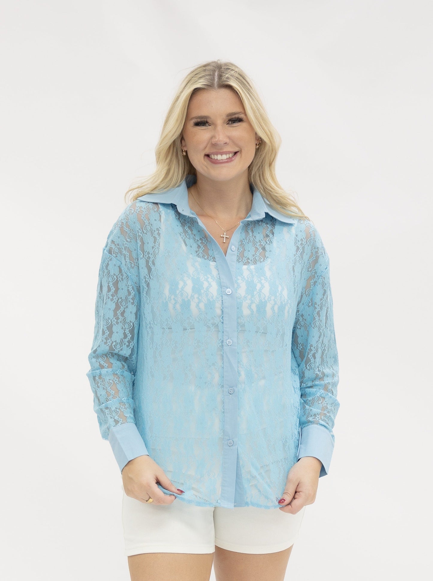 Kathryn Classic Button-Up, Blue Lace