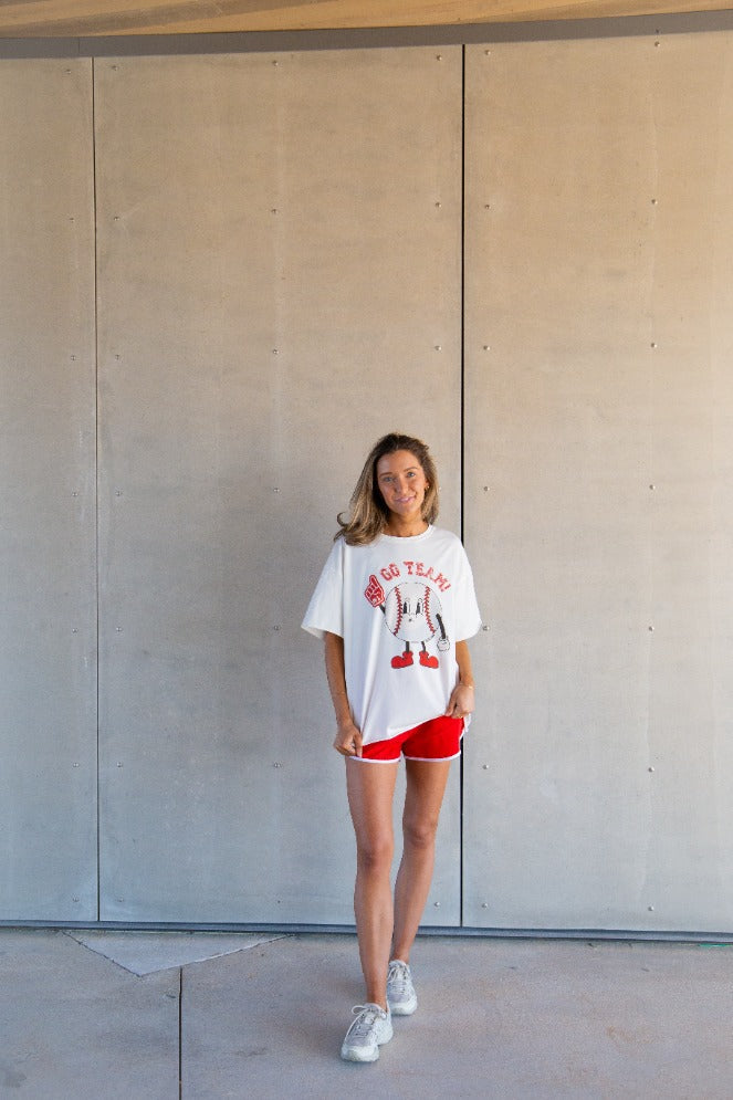 Go Team on White Boxy Tee