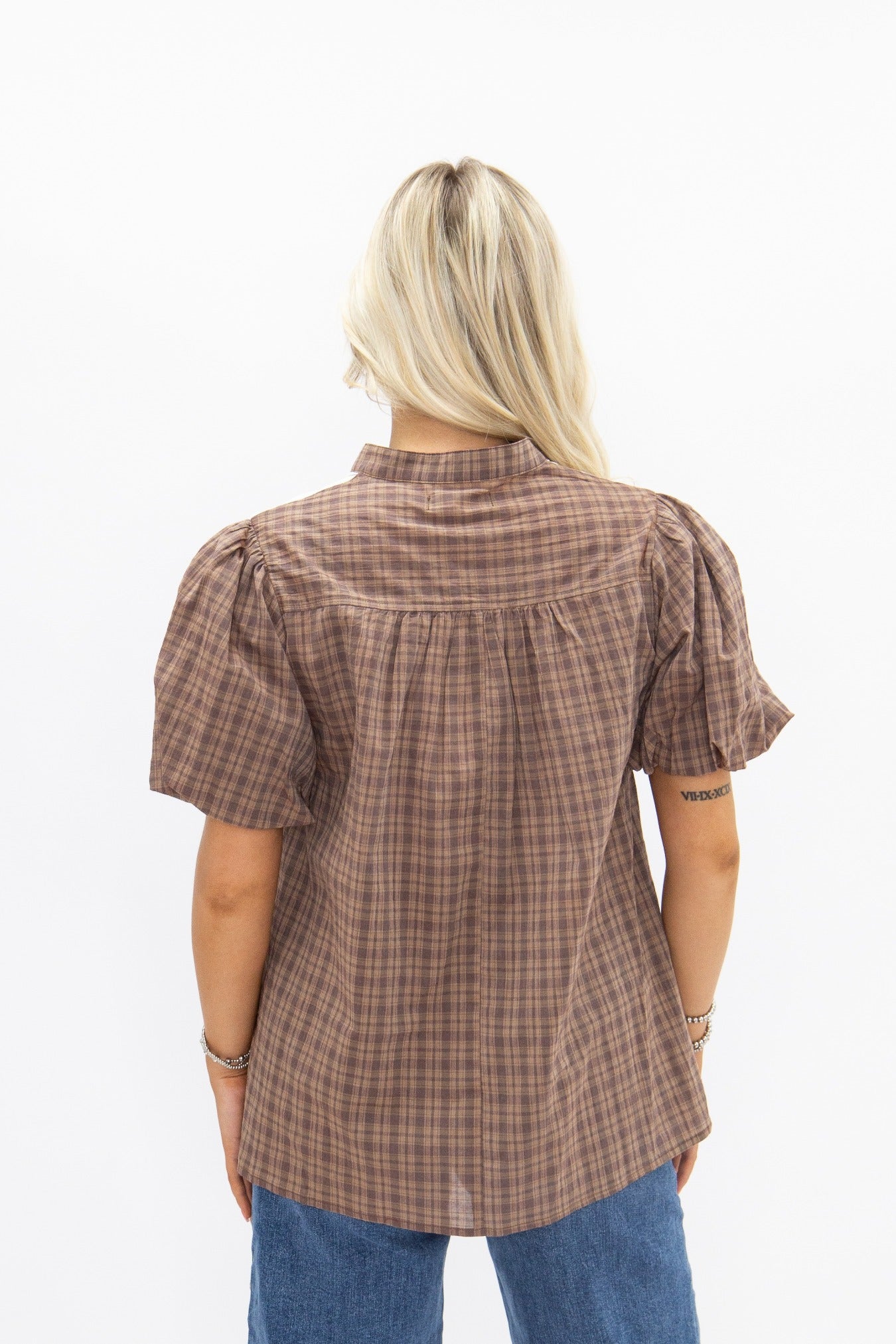 Western Yoke Collared Top with Embroidered Horses