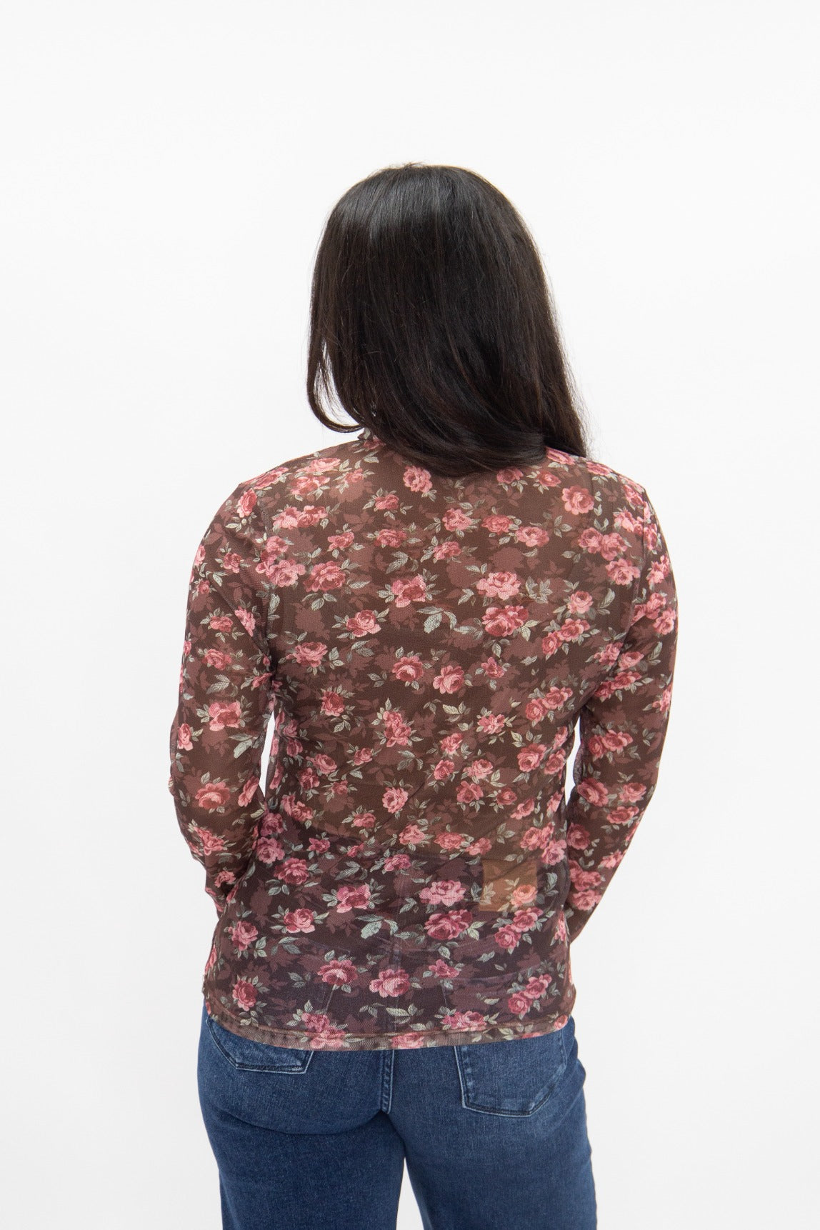 Mock Neck Mesh Top, Floral