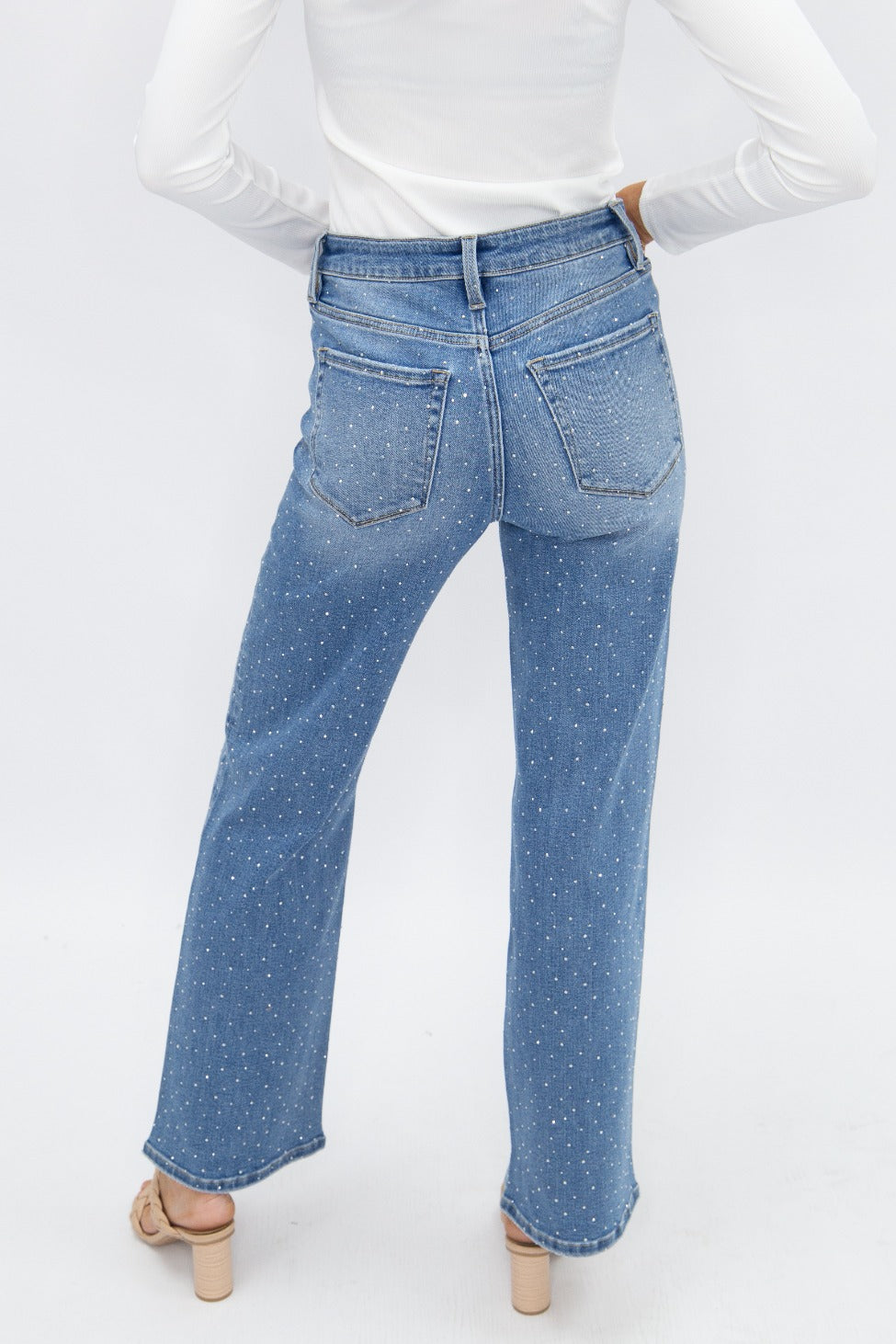 Straight-Leg Jeans with Rhinestones