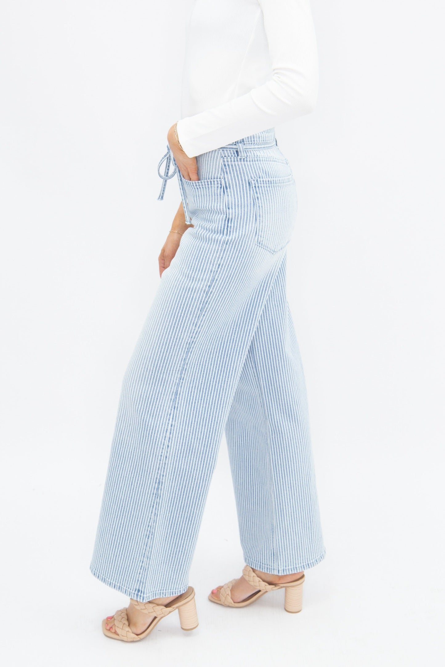 Striped Straight-Leg Jeans