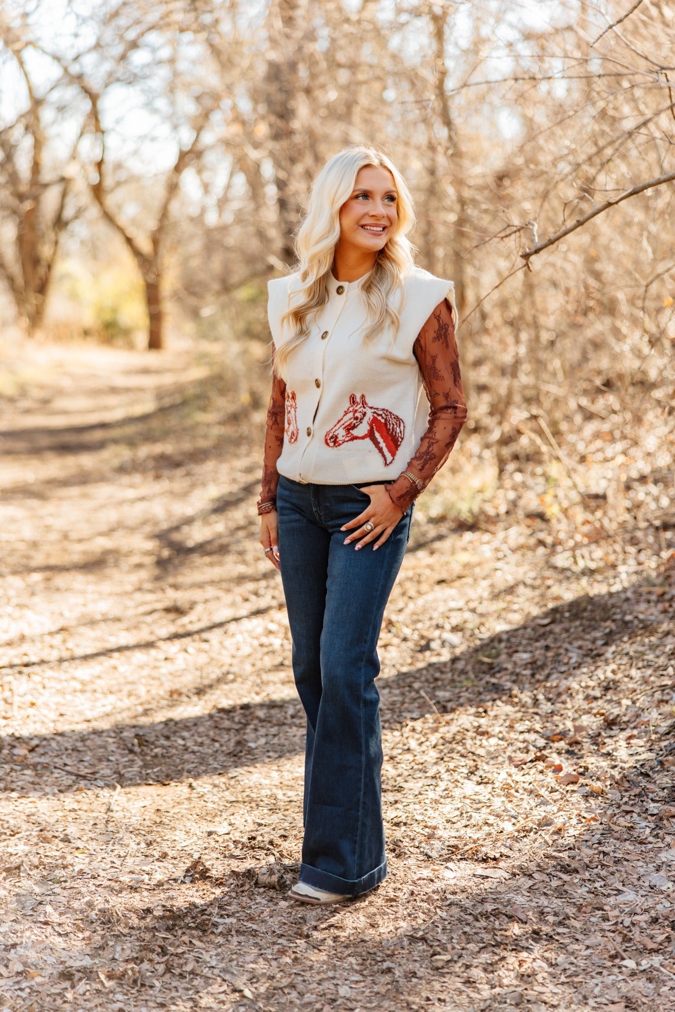 Horses on Ivory Sweater Vest