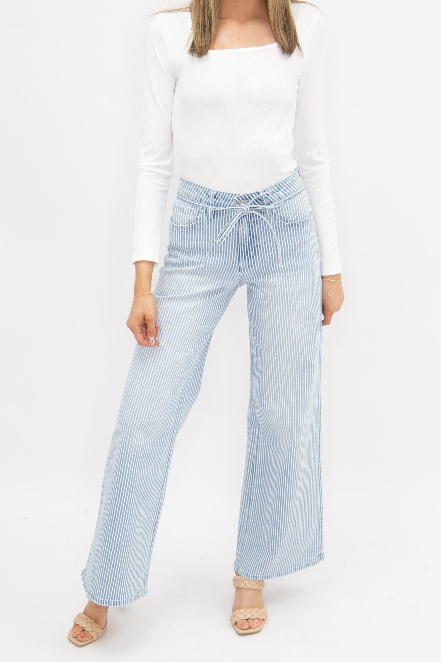 Striped Straight-Leg Jeans