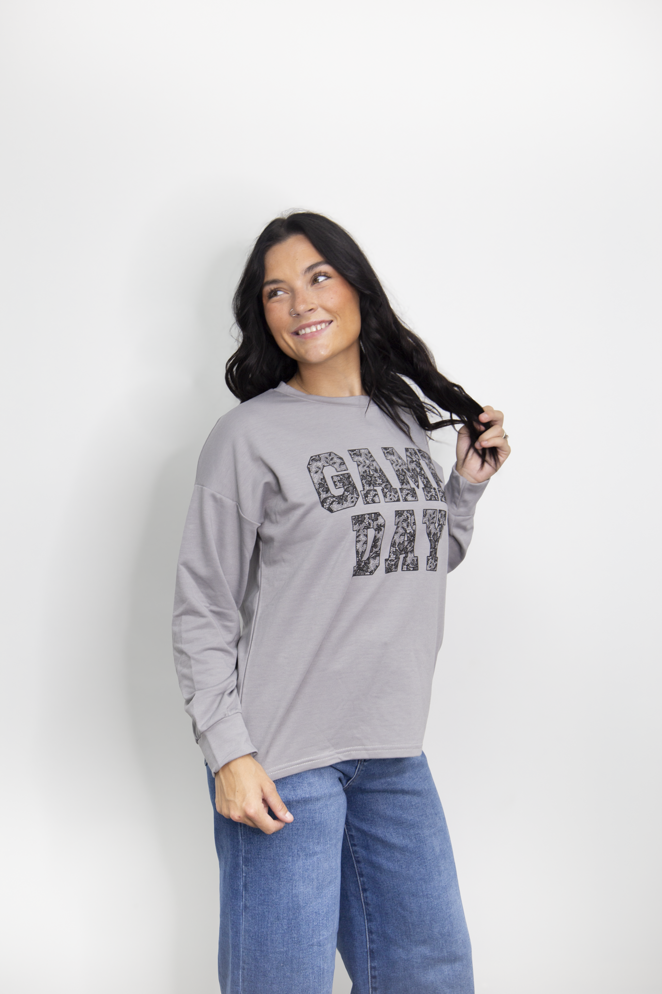 GAME DAY on Light Weight Sweatshirt, Grey