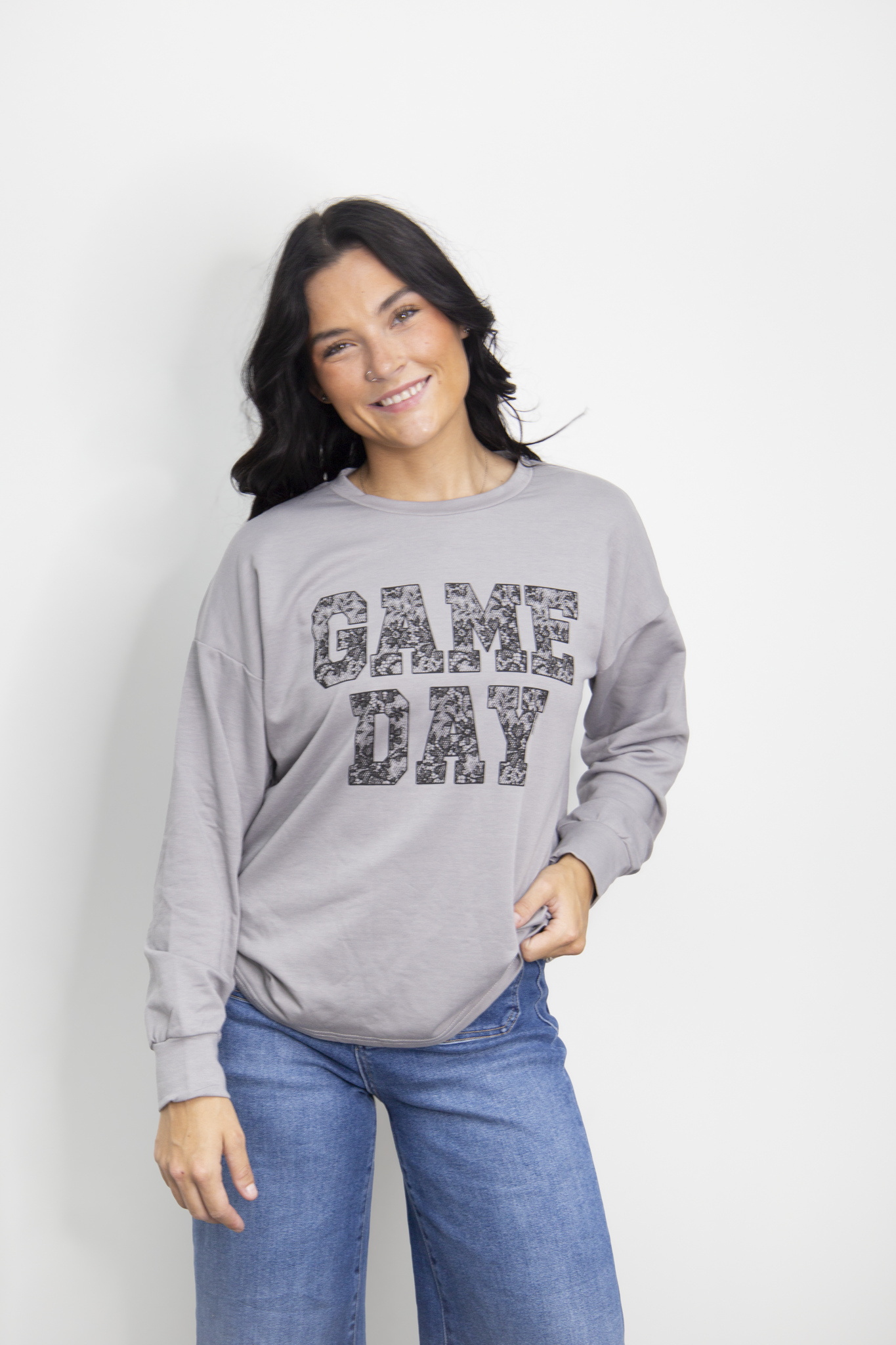 GAME DAY on Light Weight Sweatshirt, Grey