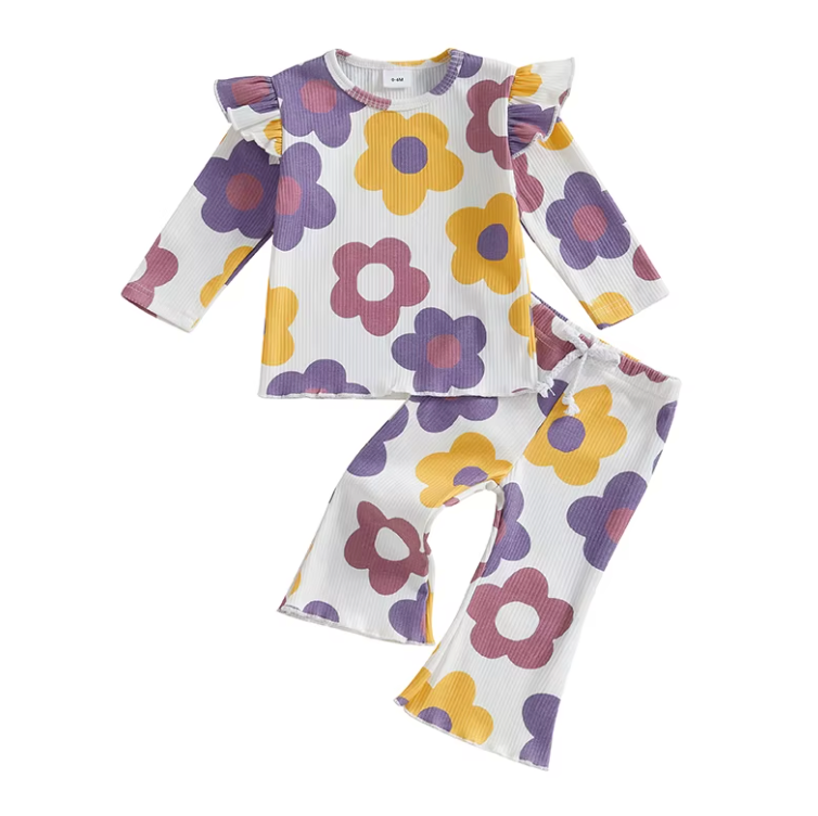 Retro Purple Flower Flare Set