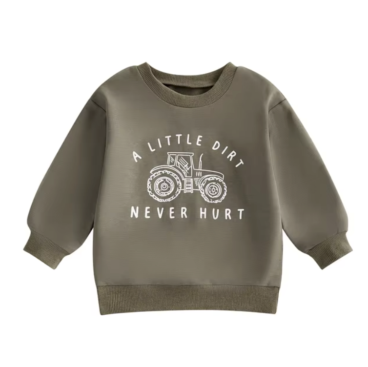 Little Dirt Never Hurt Green Crewneck